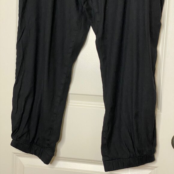 Express Women’s XL High Rise Ankle Pants Black Linen Blend Joggers Pull On - Picture 9 of 10